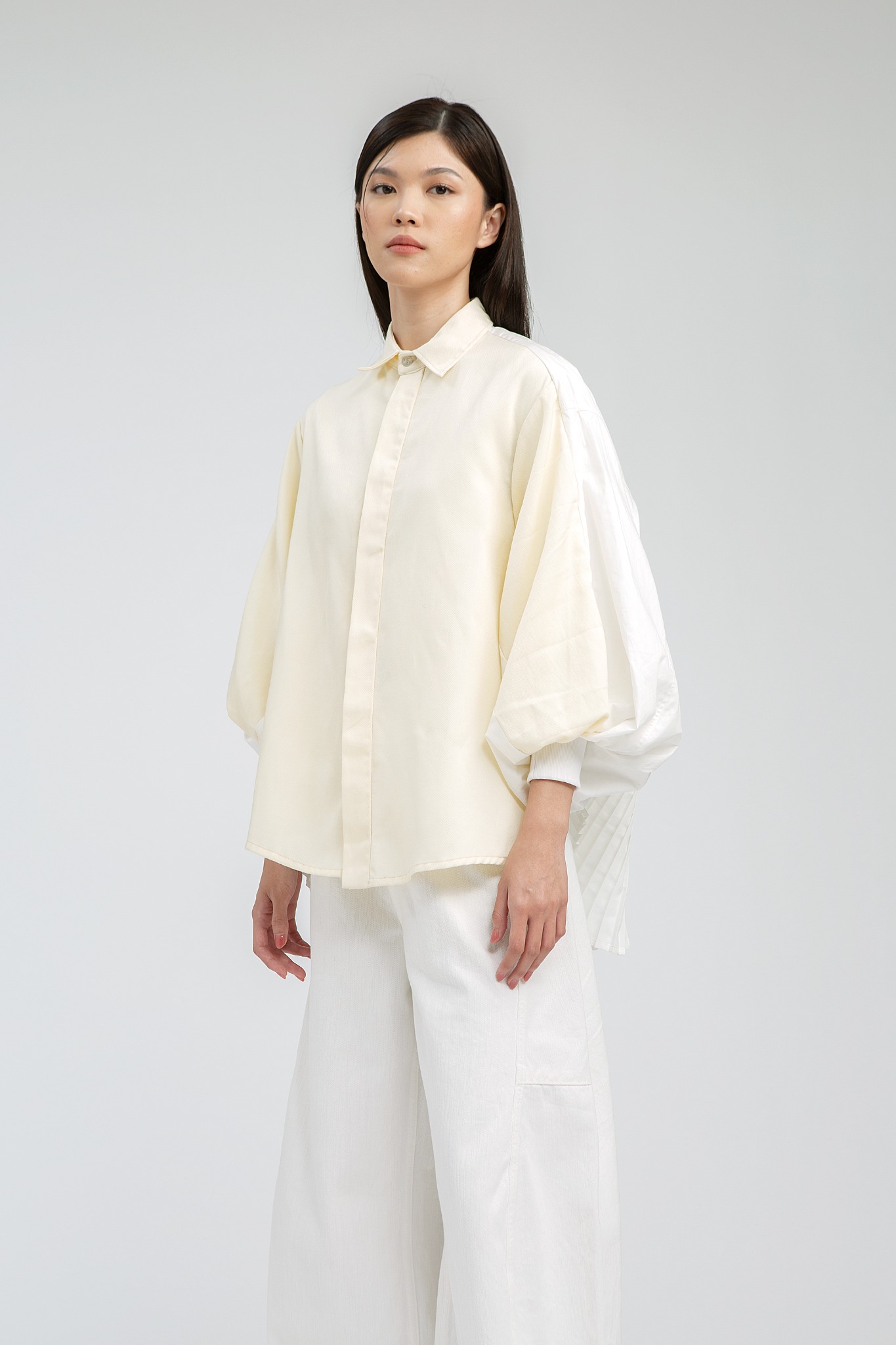 AMAPOLA LIGHT YELLOW PLEATS SHIRT - NAGITA SLAVINA X IKYK