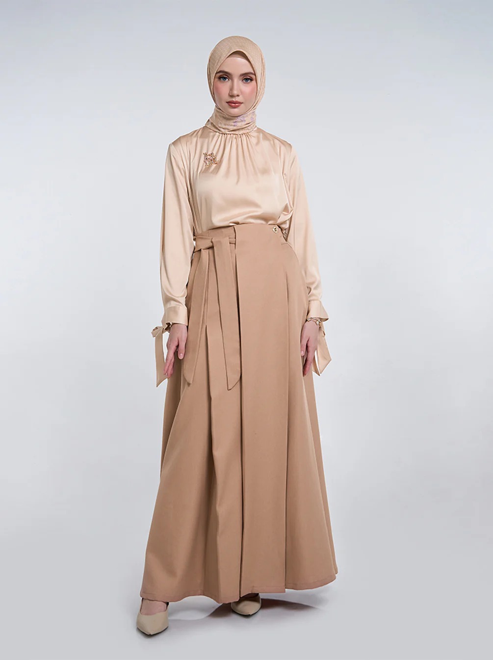 RAJINI BOX PLEATED SKIRT PLAIN - KAMI