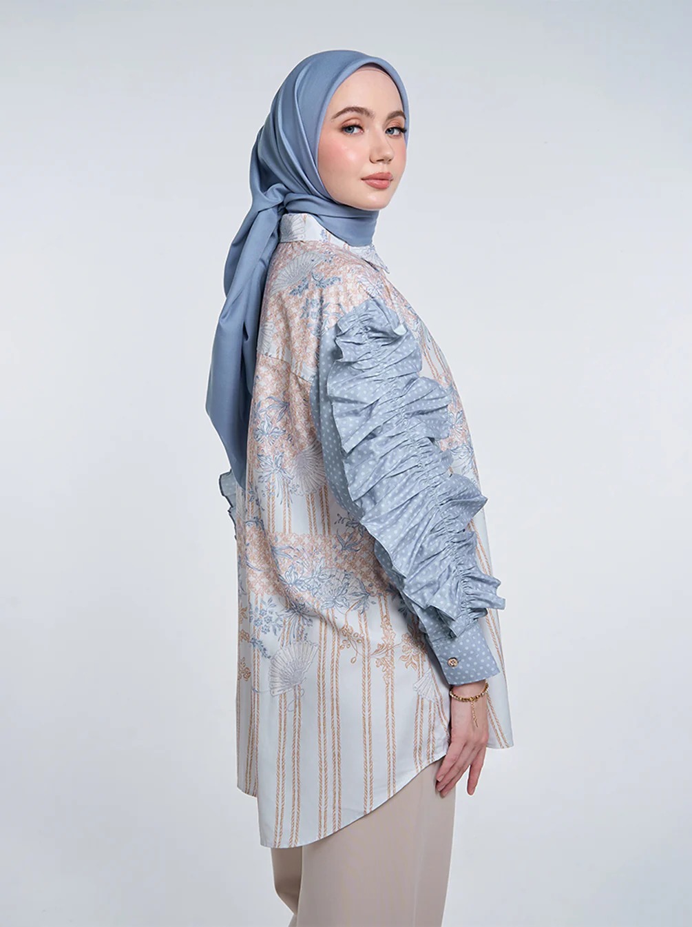 DITYA GATHERED SLEEVE TOP - KAMI