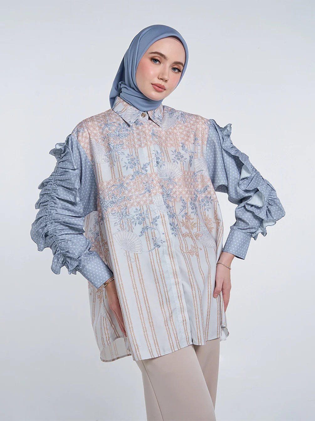 DITYA GATHERED SLEEVE TOP - KAMI