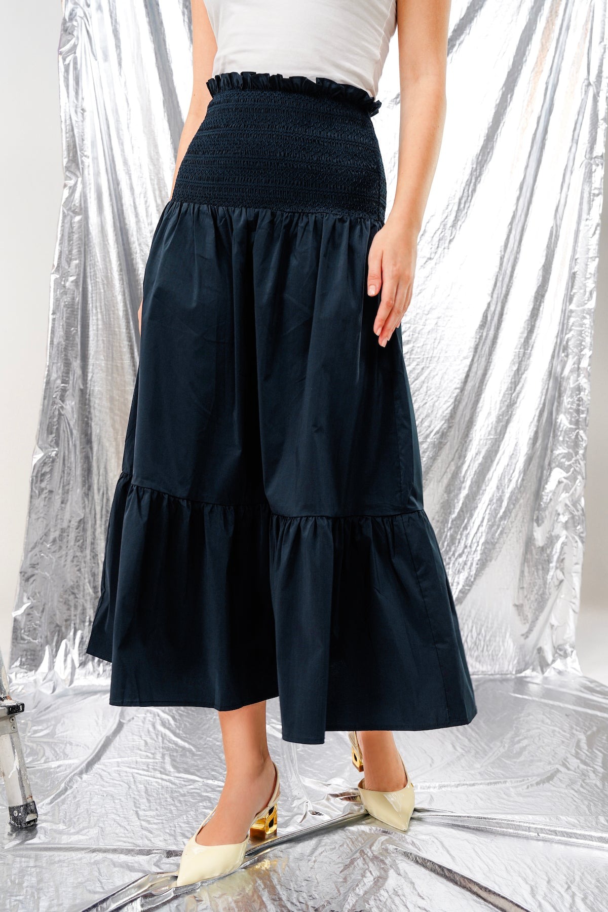 ESTELLE SMOCK SKIRT NAVY - BENANG JARUM