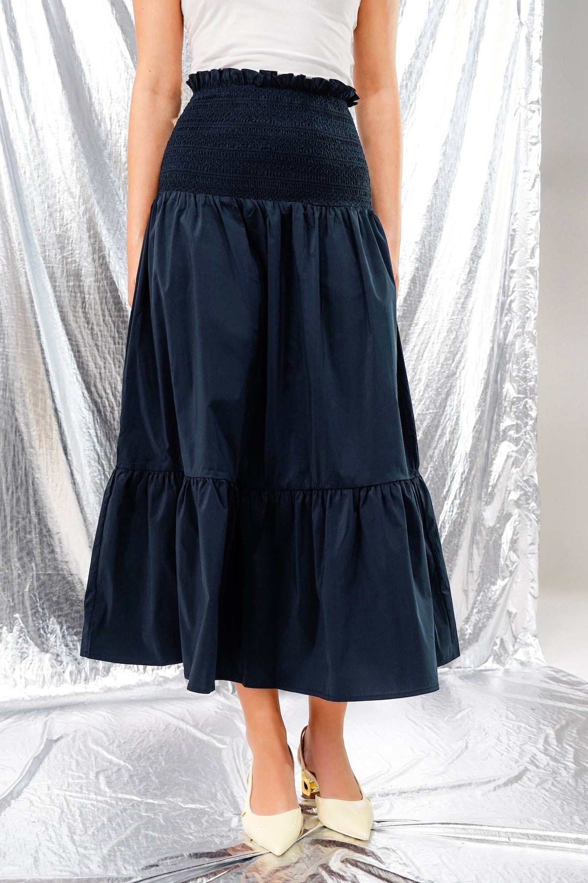 ESTELLE SMOCK SKIRT NAVY - BENANG JARUM