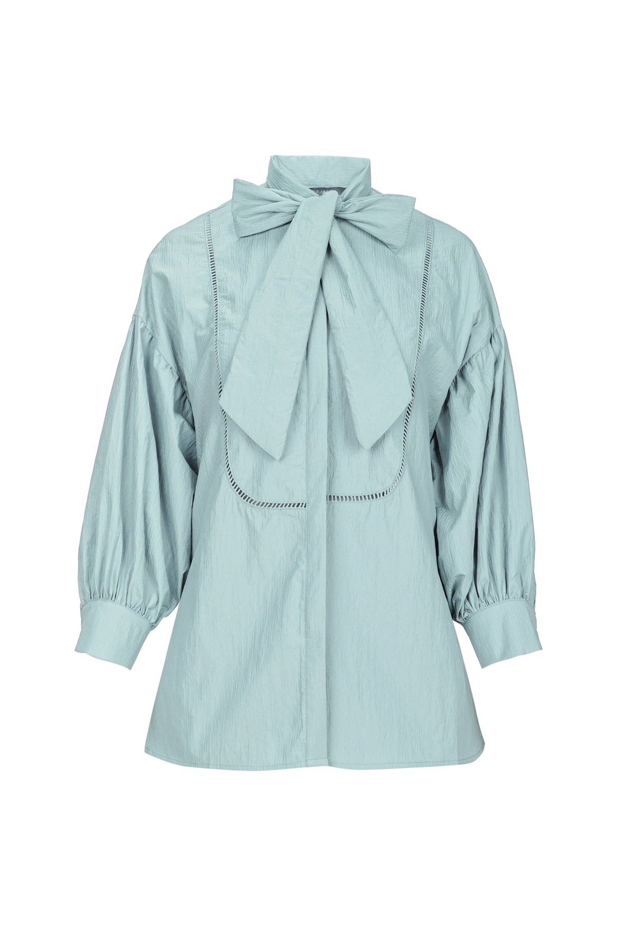 LUCY BOW TIE SHIRT BLUE - BENANG JARUM