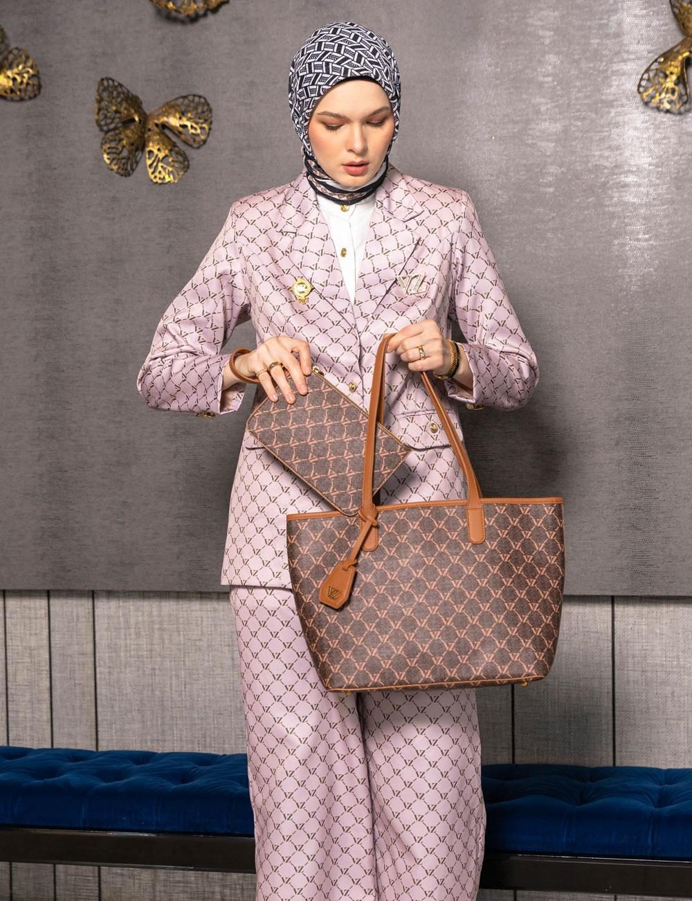 TOTE BAG MONOGRAM PRINTED LEATHER - VIVI ZUBEDI