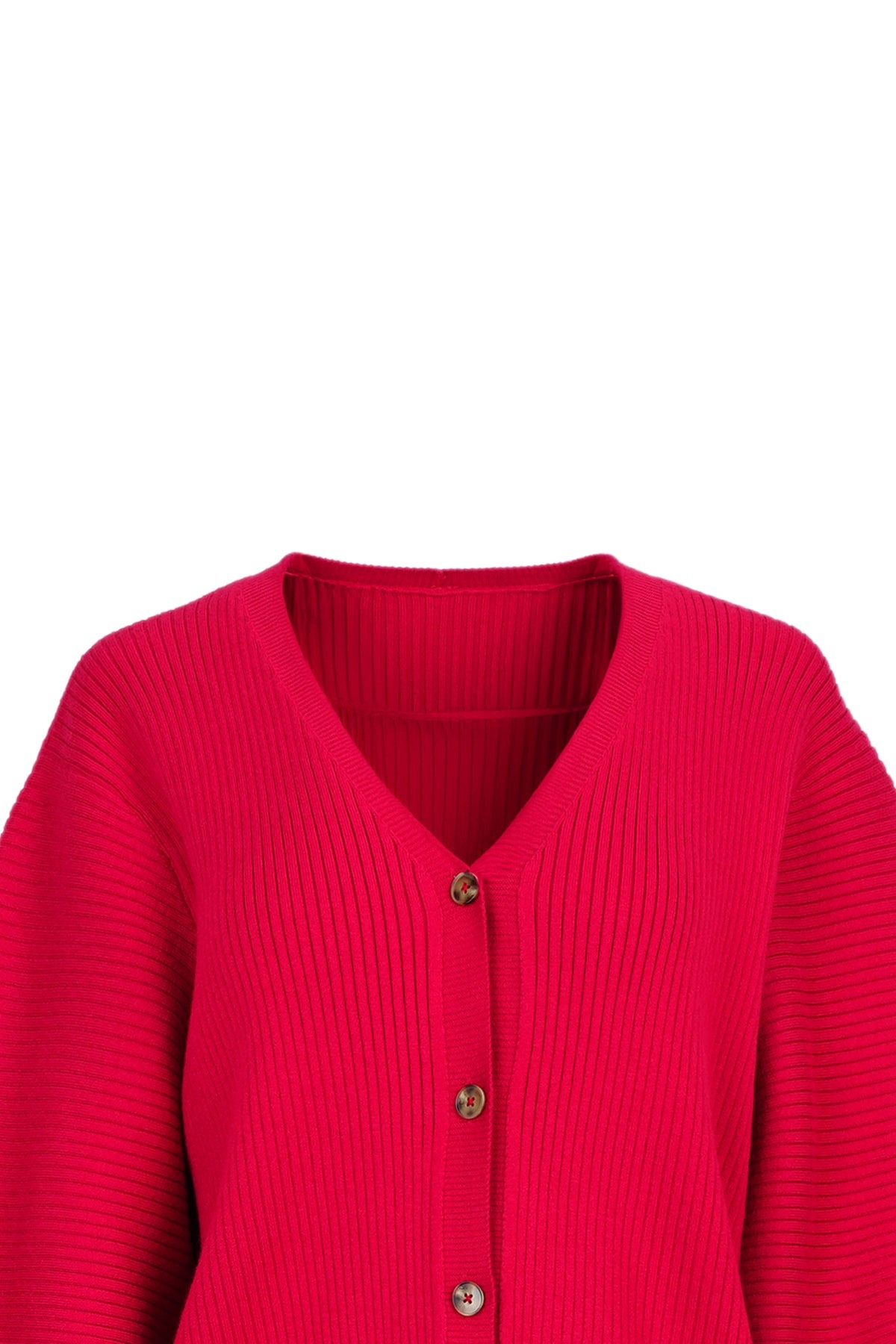 ASHLEA PUFFY CARDIGAN SOUR CHERRY - BENANG JARUM