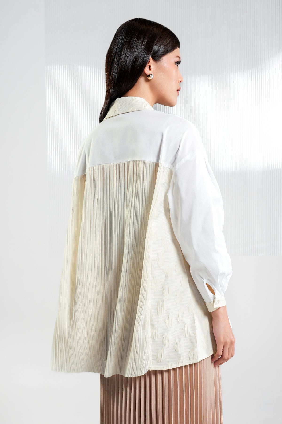 NOVA PLEATED SHIRT WHITE - BENANG JATRUM