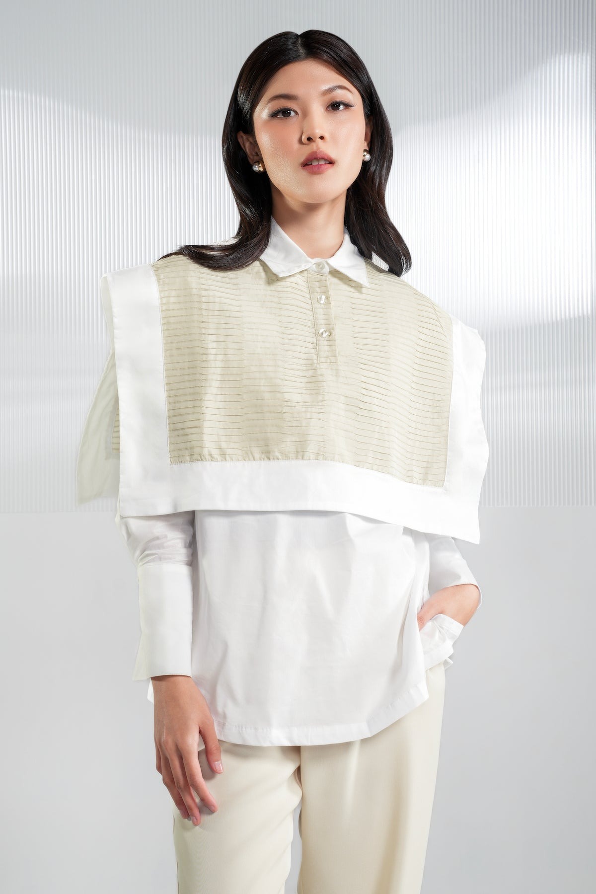 ROWAN LAYER SHIRT WHITE - BENANG JARUM