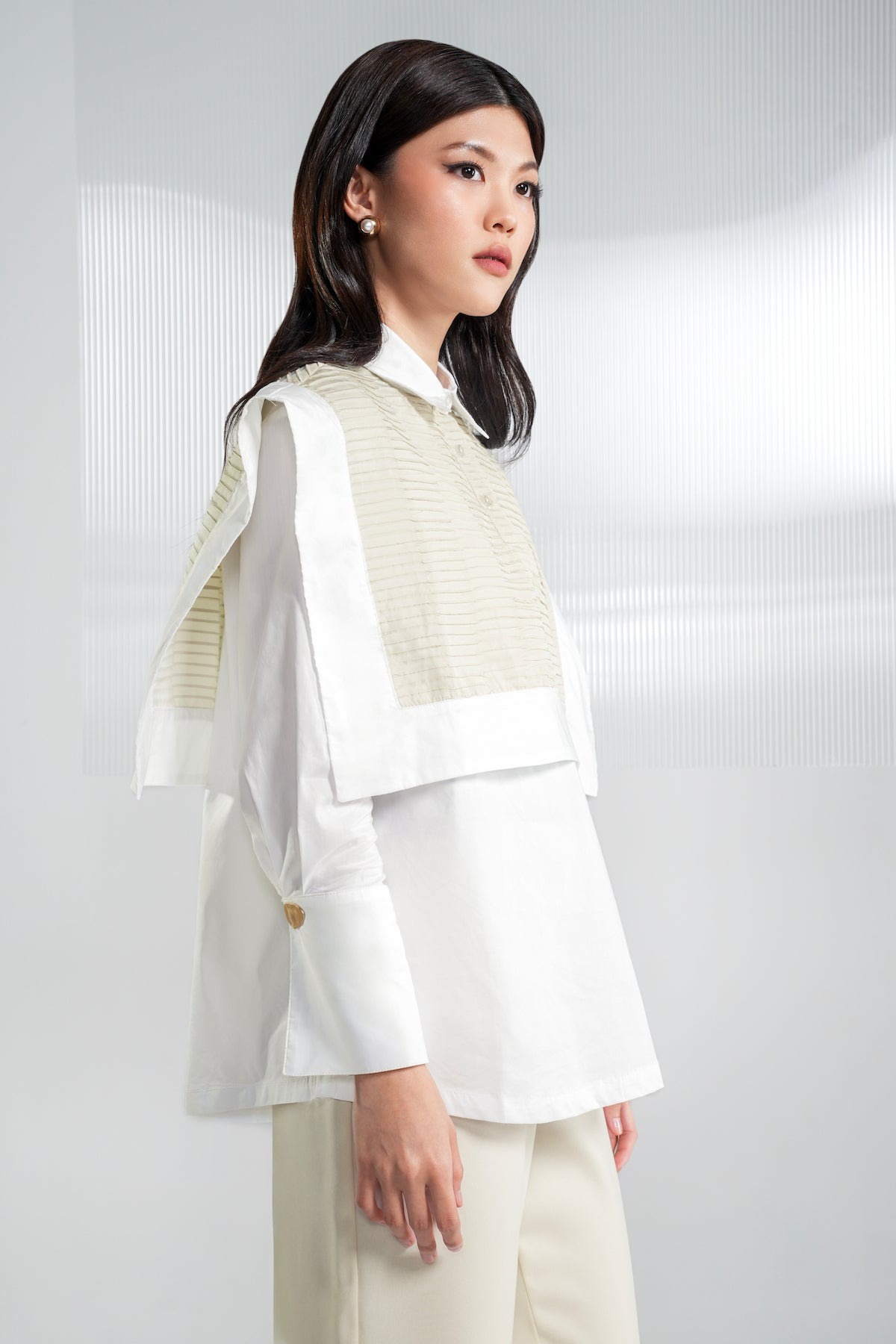 ROWAN LAYER SHIRT WHITE - BENANG JARUM