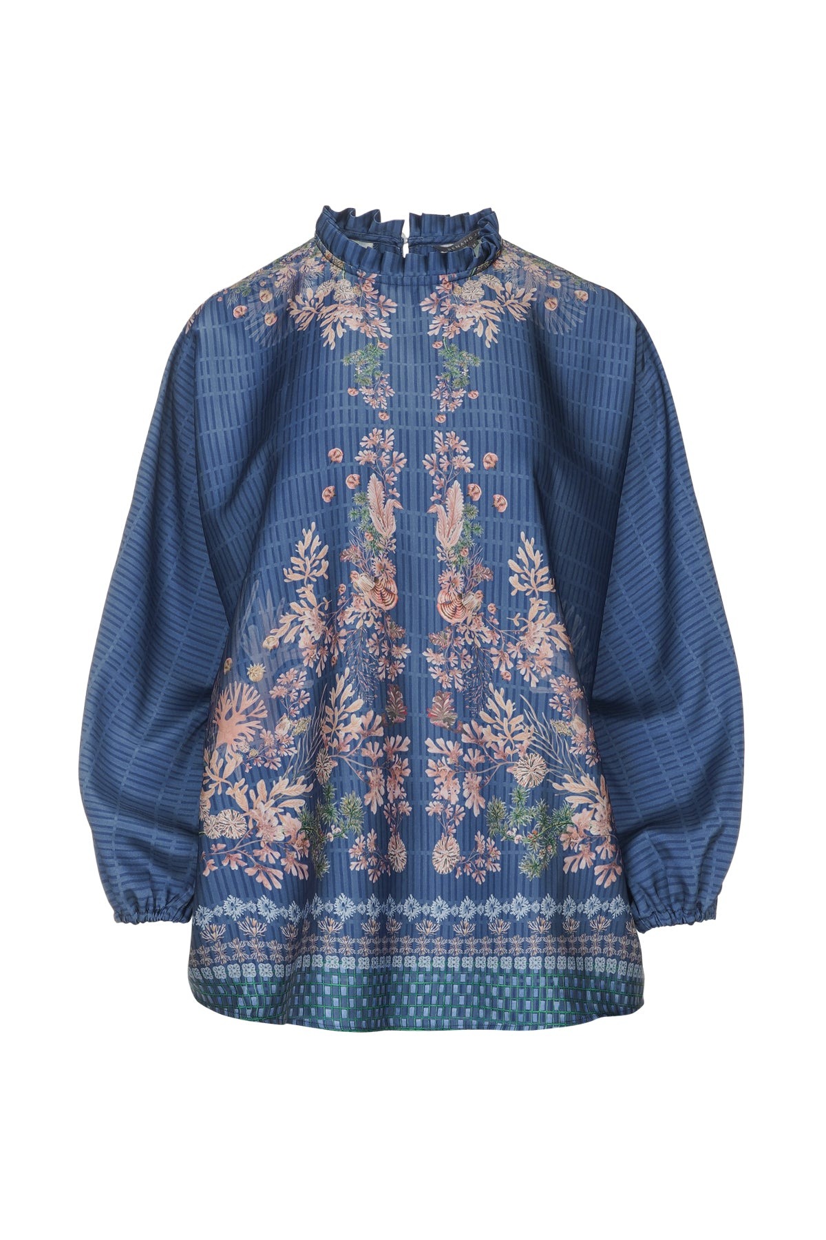 CORAL DREAMS BATWING BLOUSE DEEP OCEAN - BENANG JARUM