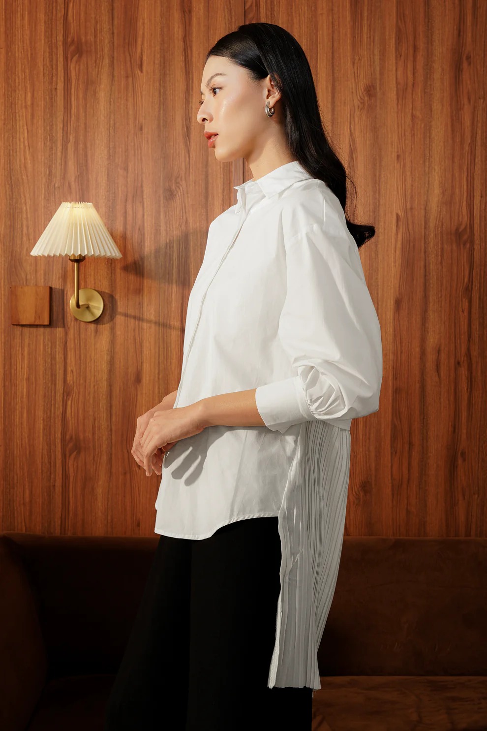 ANDREA LAYER SHIRT WHITE - BENANG JARUM