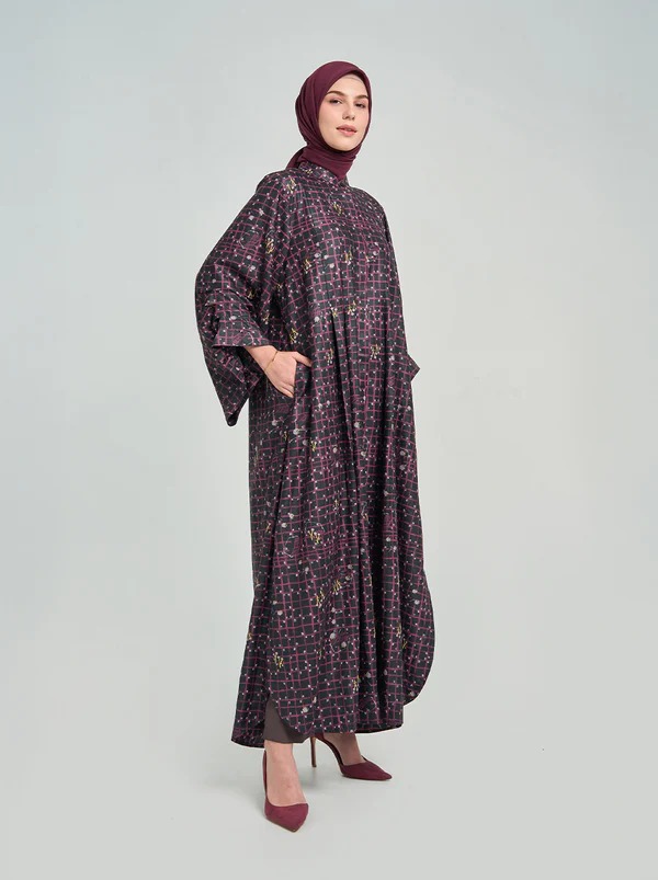 RIYANA REGULAR DRESS BLACK BURGUNDY - KAMI