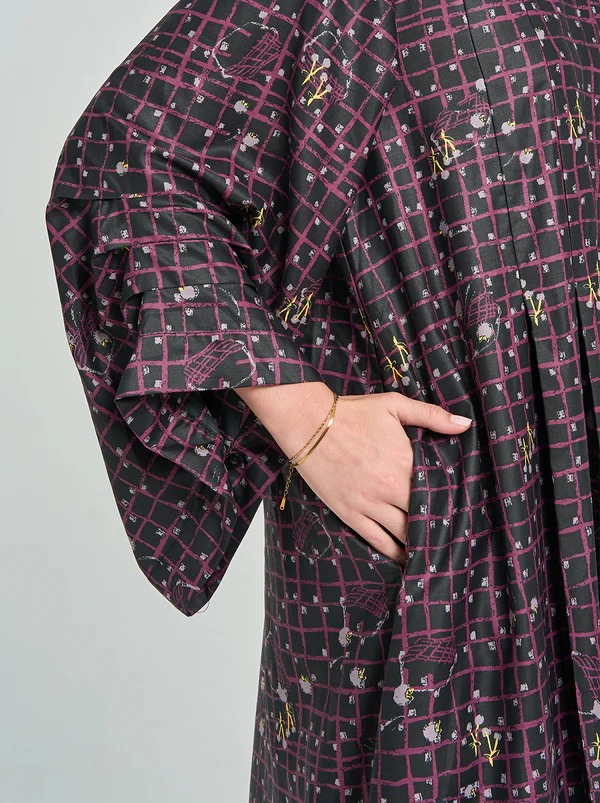 RIYANA REGULAR DRESS BLACK BURGUNDY - KAMI