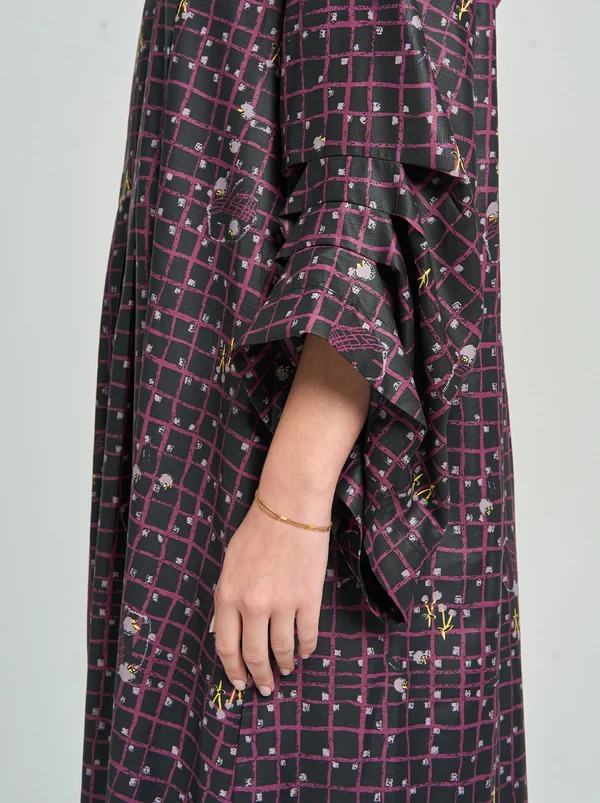 RIYANA REGULAR DRESS BLACK BURGUNDY - KAMI