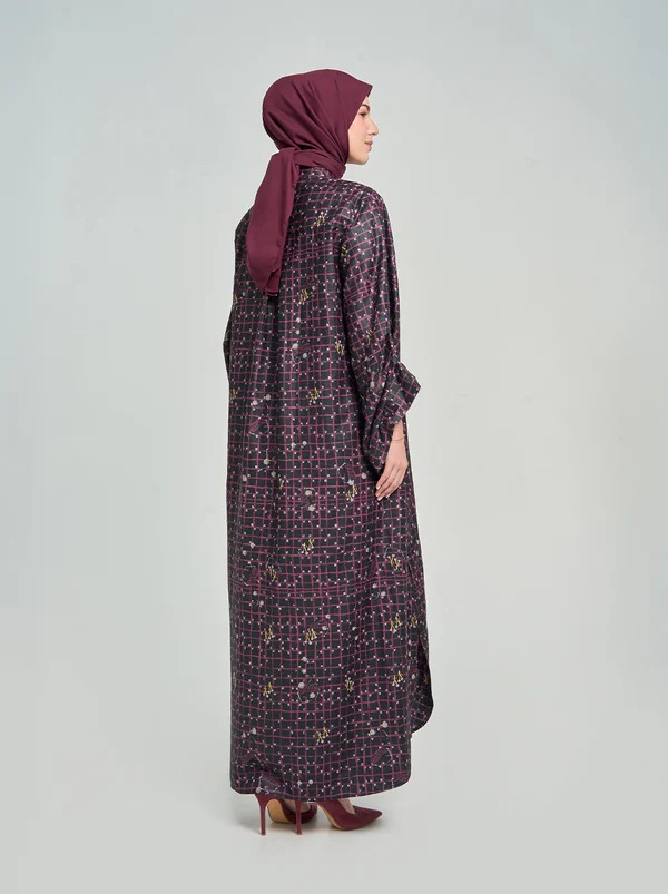 RIYANA REGULAR DRESS BLACK BURGUNDY - KAMI