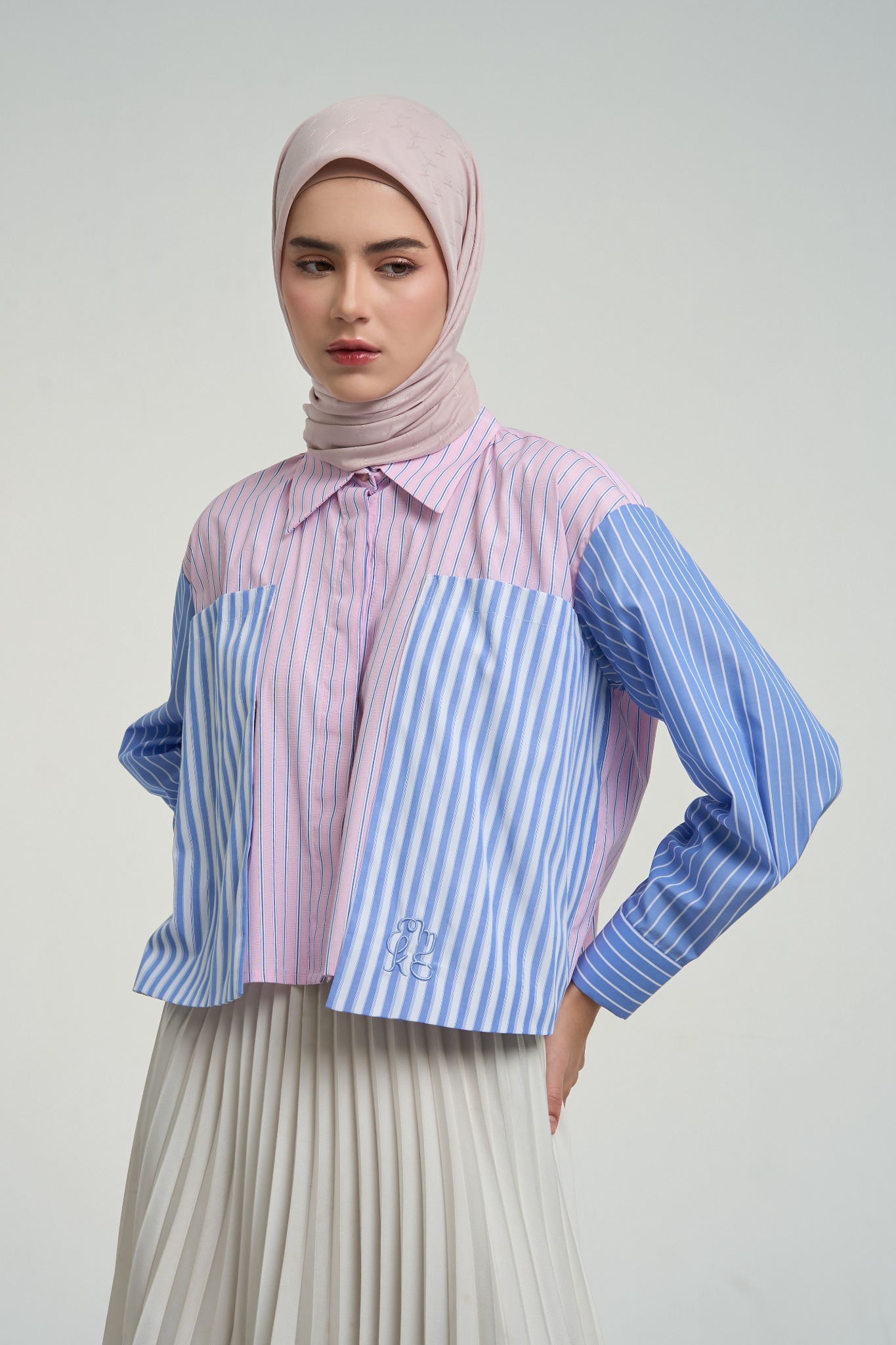 LILIANE BOXY TOP PINK BLUE - KAMI