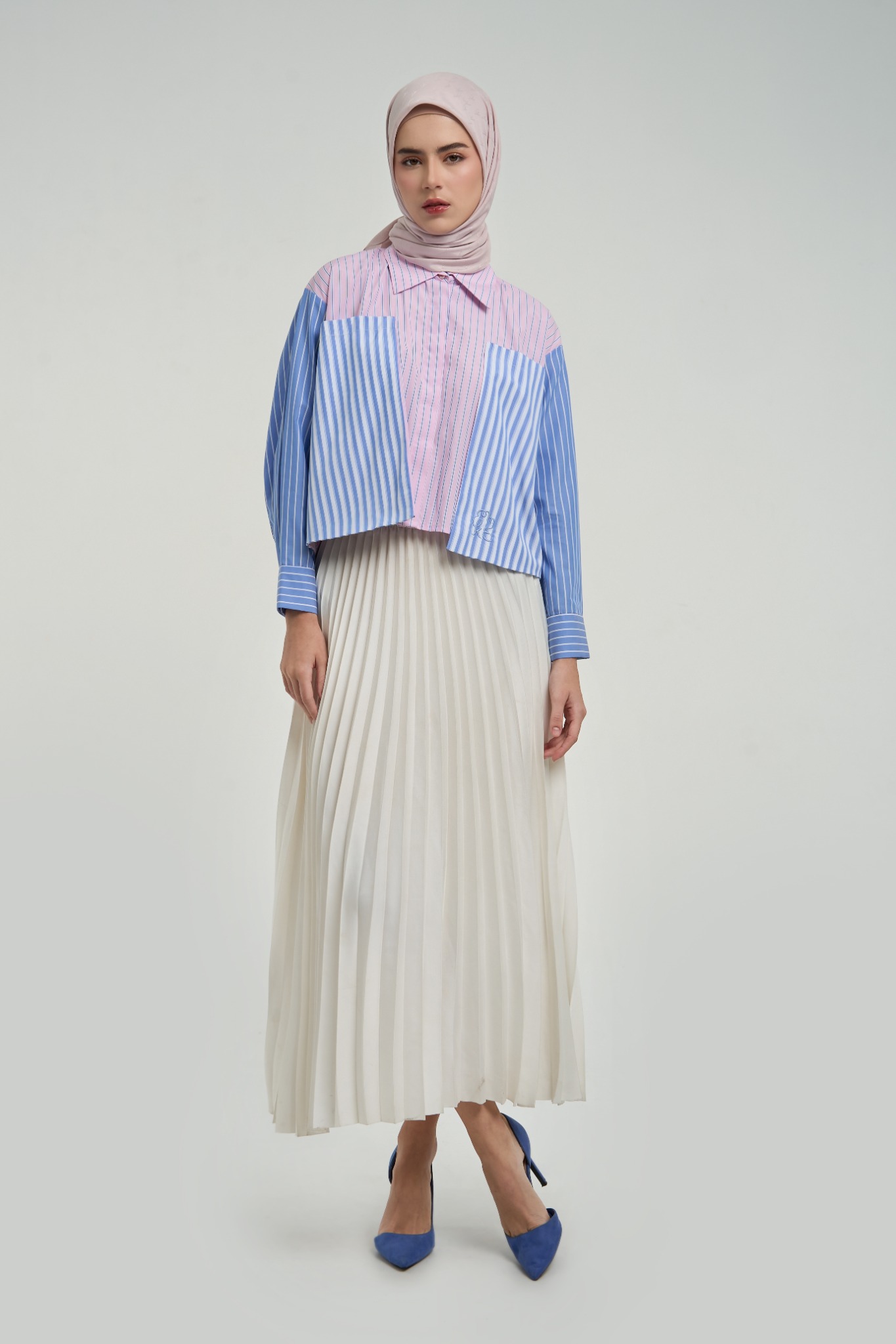 LILIANE BOXY TOP PINK BLUE - KAMI