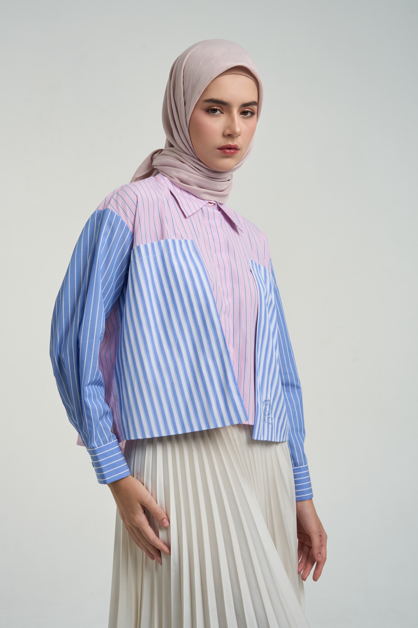 LILIANE BOXY TOP PINK BLUE - KAMI