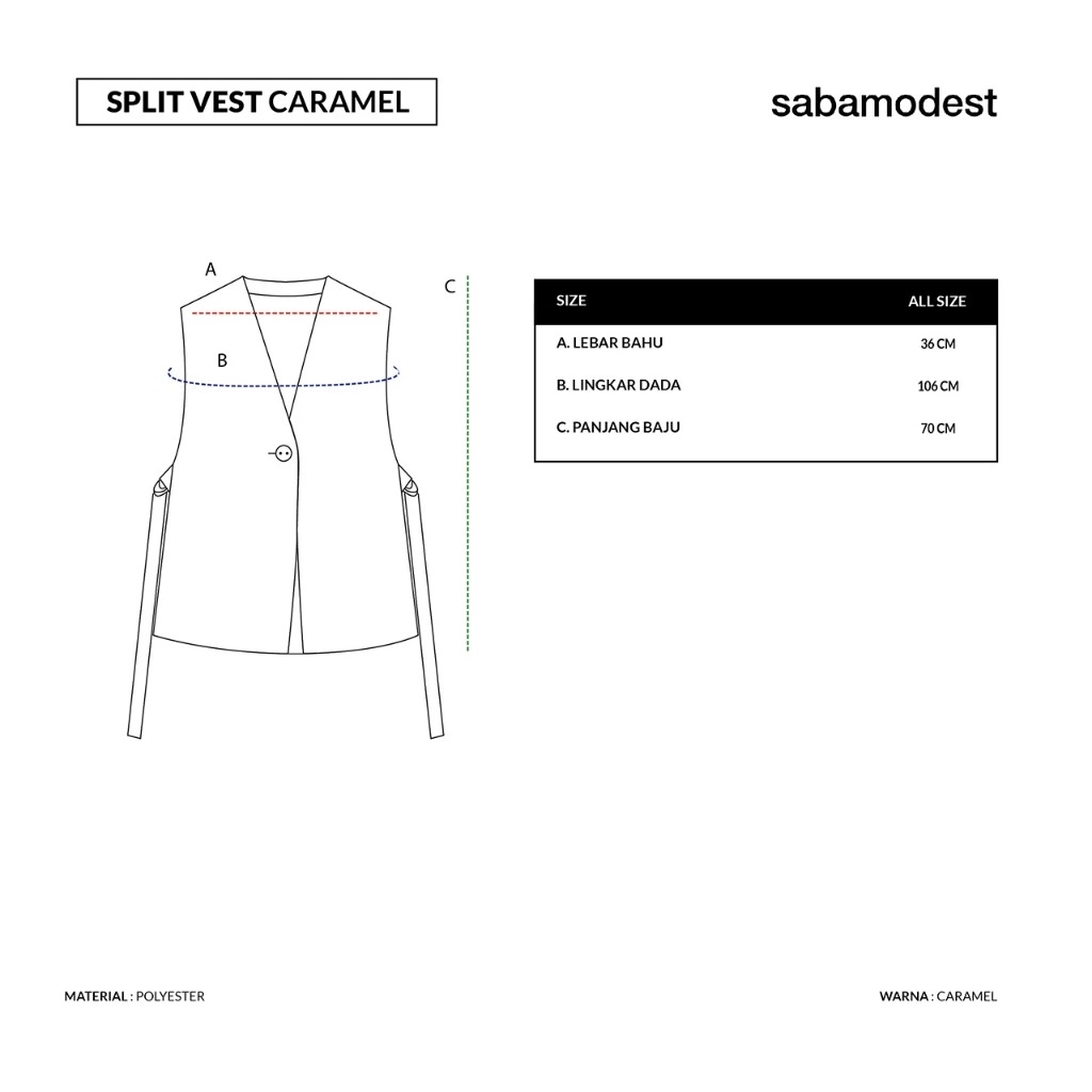 SPLIT VEST CARAMEL - SABAMODEST