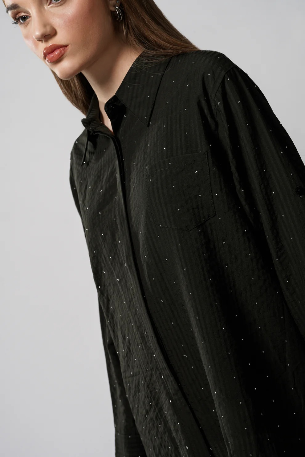 LILIAN BEADS SHIRT BLACK - BENANG JARUM