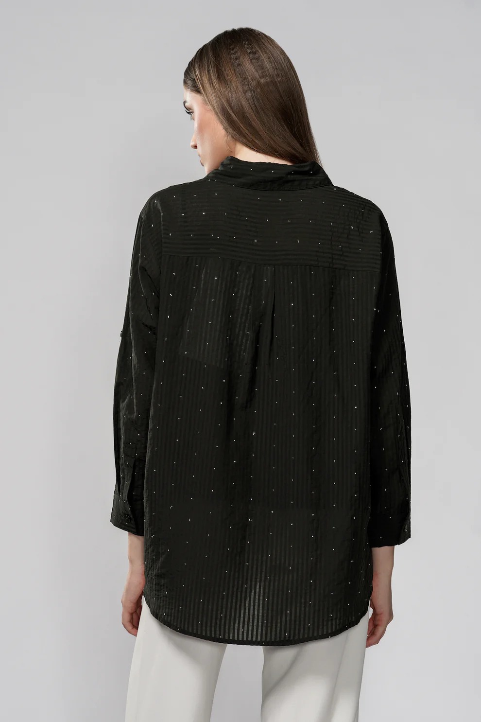 LILIAN BEADS SHIRT BLACK - BENANG JARUM