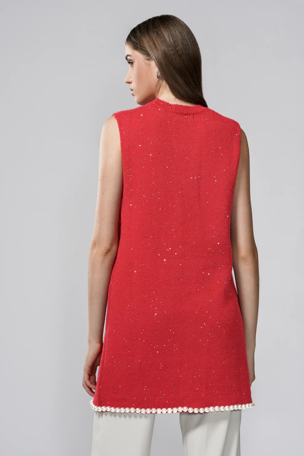 CALESTE SLEEVELESS KNIT RED - BENANG JARUM