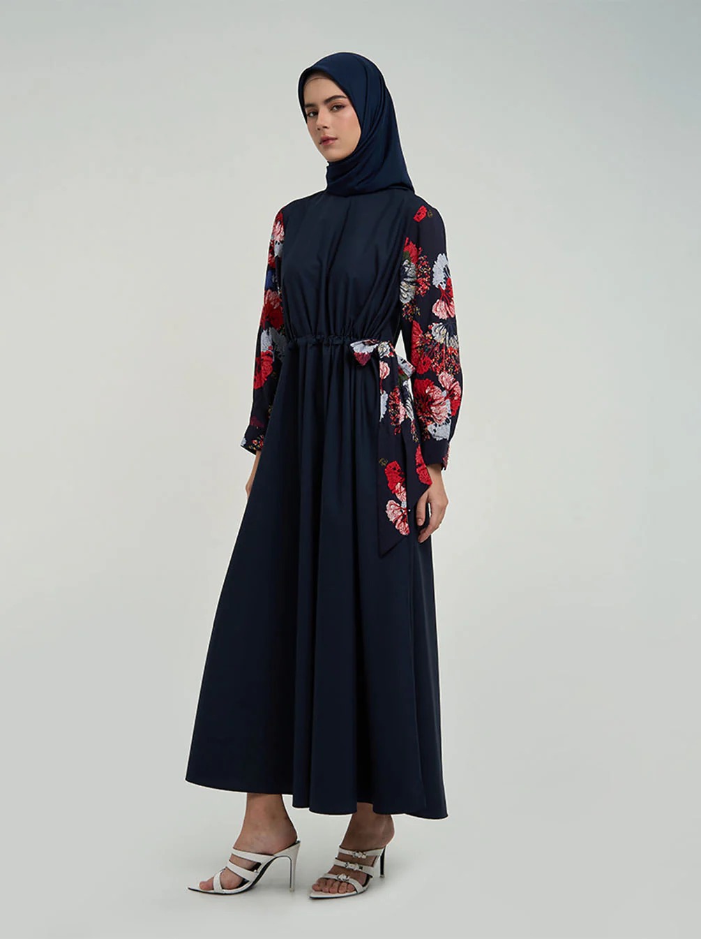 BIANDA CHINCED WAIST DRESS NAVY - KAMI