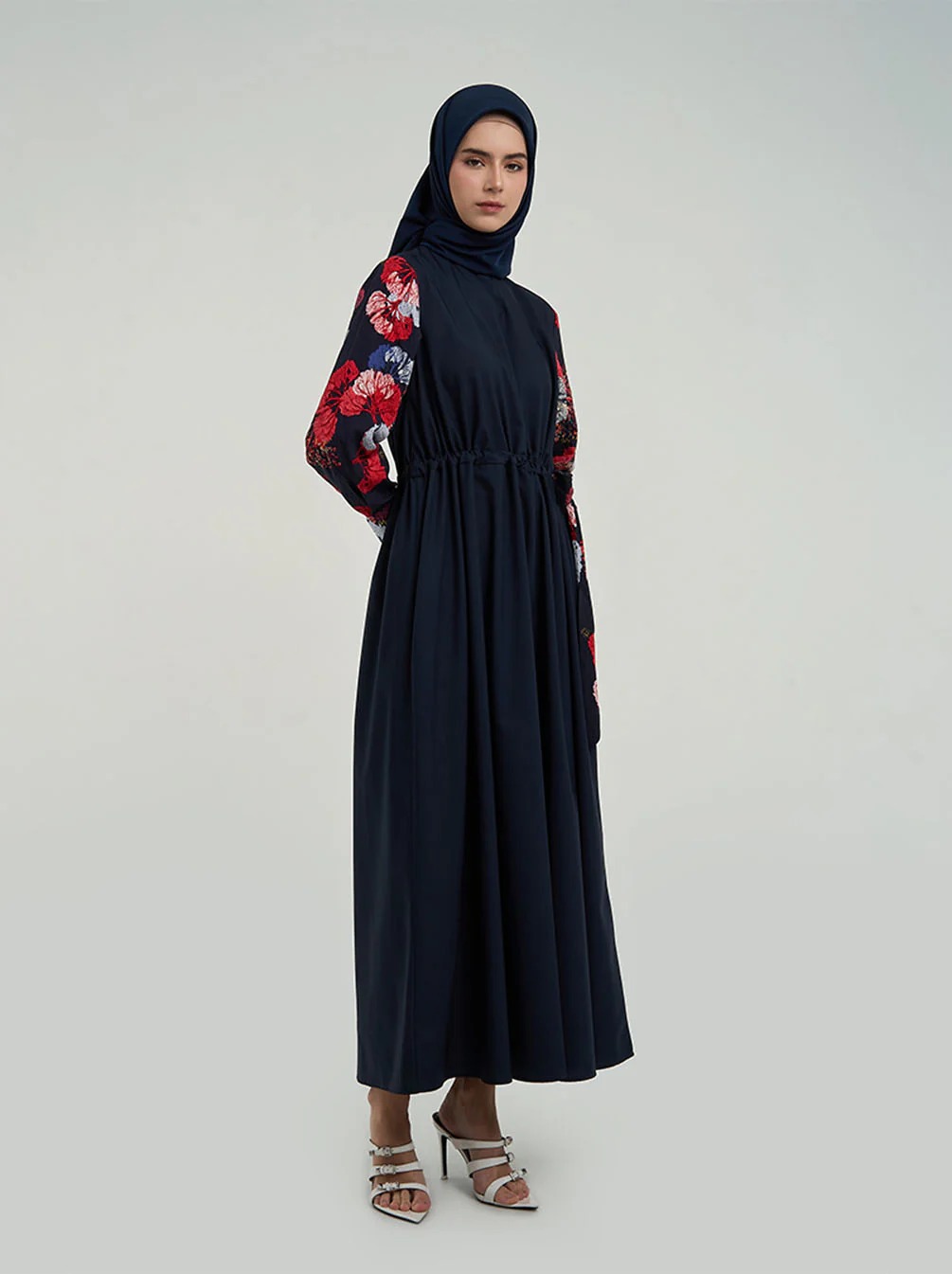 BIANDA CHINCED WAIST DRESS NAVY - KAMI
