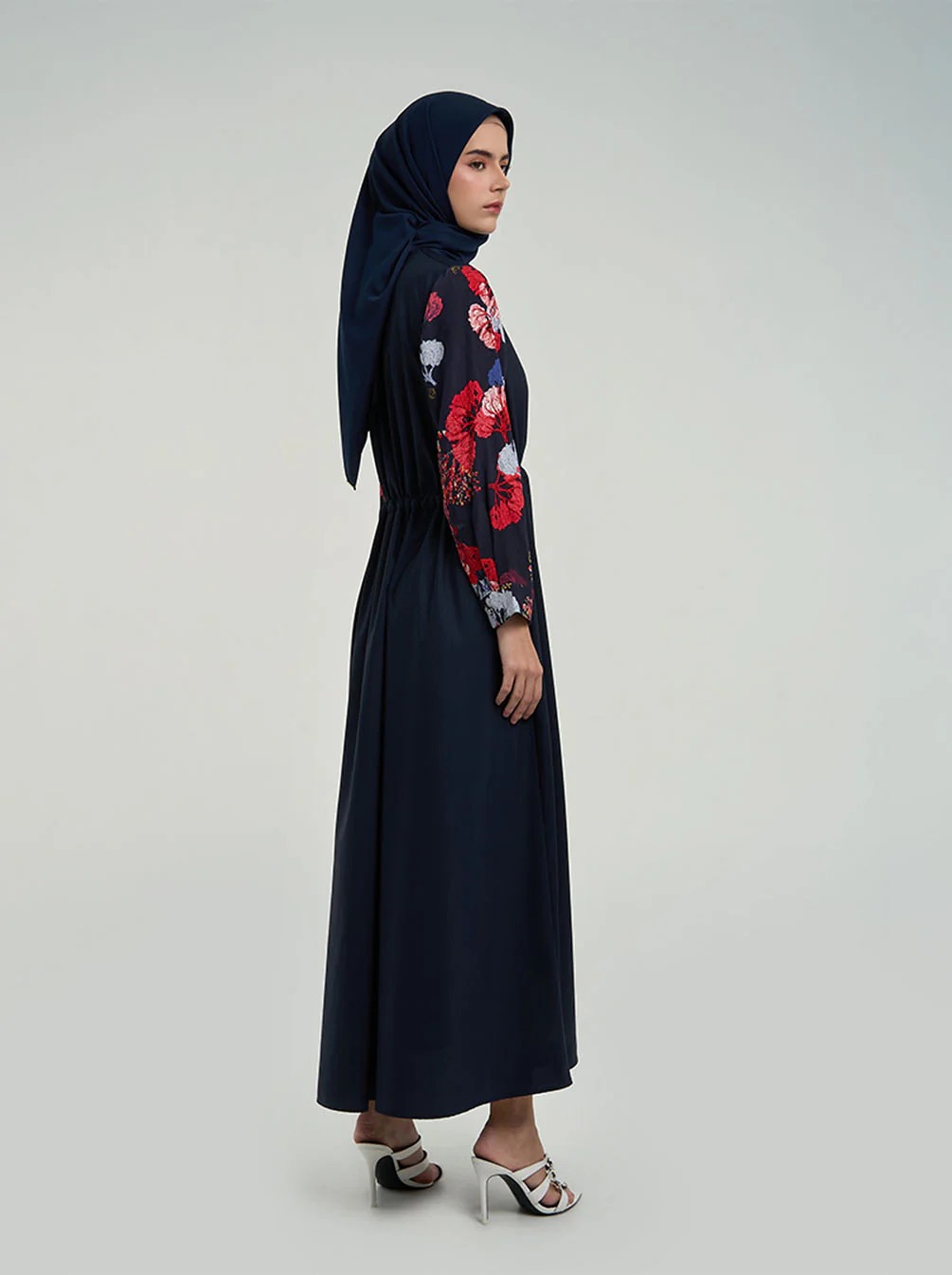 BIANDA CHINCED WAIST DRESS NAVY - KAMI