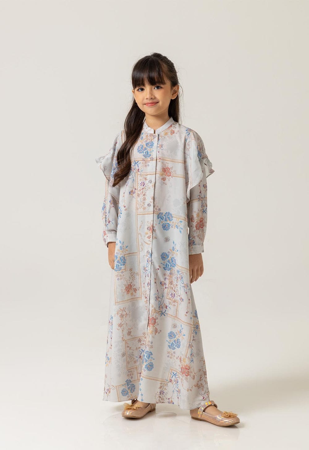 LYLA DRESS GIRL WARM GREY - RIA MIRANDA