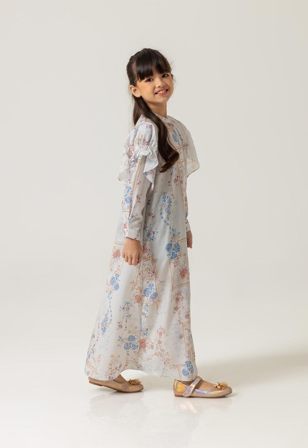 LYLA DRESS GIRL WARM GREY - RIA MIRANDA