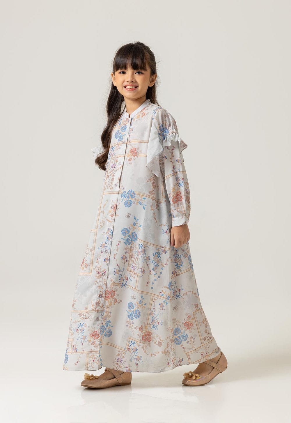 LYLA DRESS GIRL WARM GREY - RIA MIRANDA