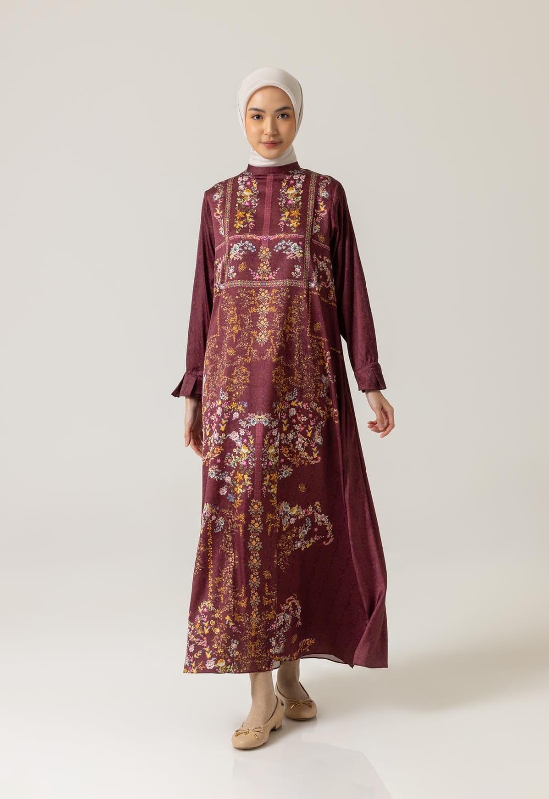 GAMARIA DRESS BURGUNDY - RIA MIRANDA