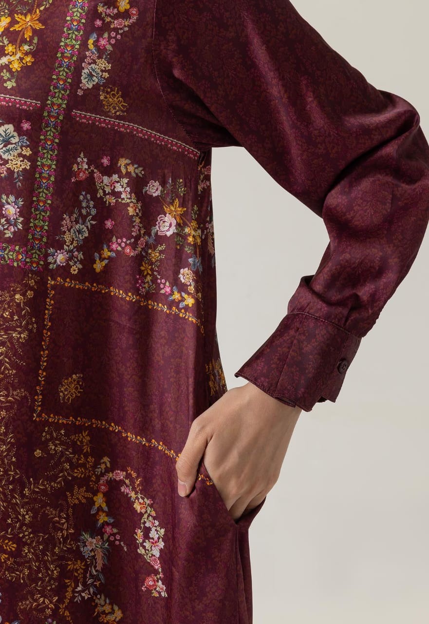 GAMARIA DRESS BURGUNDY - RIA MIRANDA