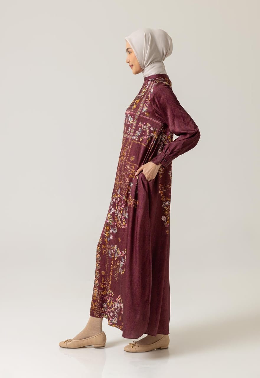 GAMARIA DRESS BURGUNDY - RIA MIRANDA