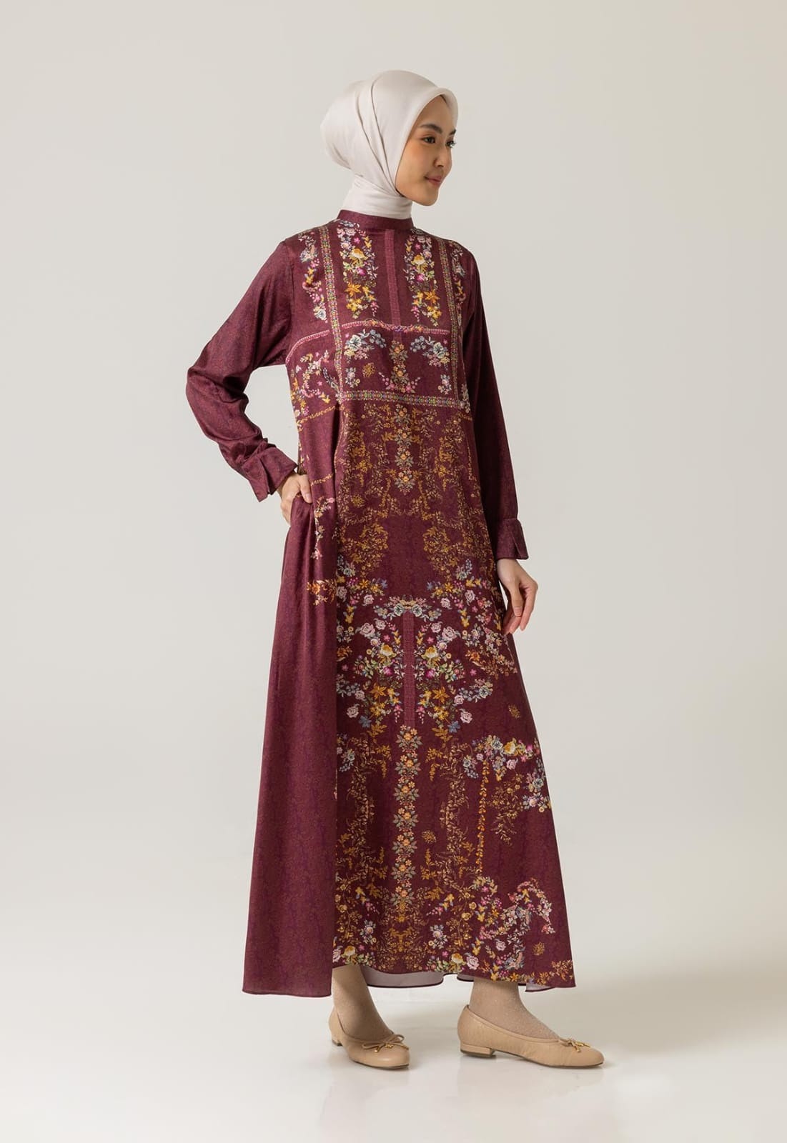 GAMARIA DRESS BURGUNDY - RIA MIRANDA