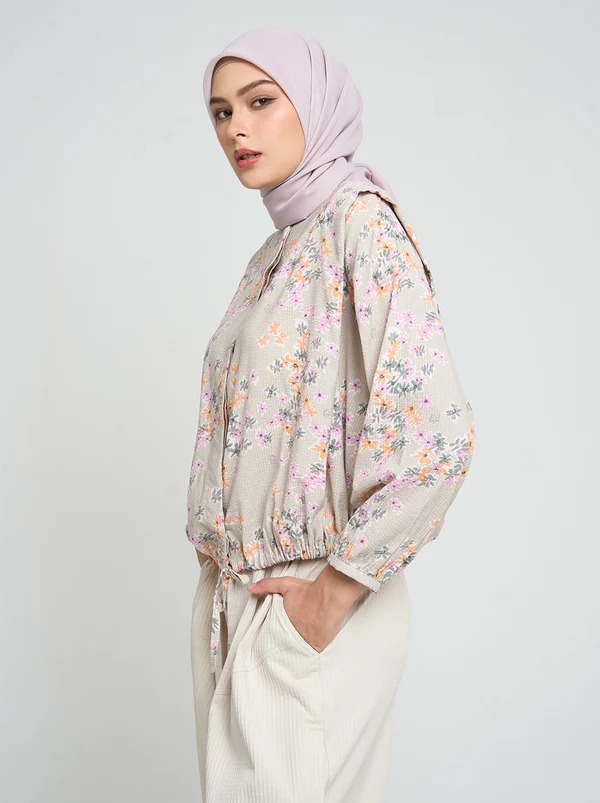 GALINA DRAWSTRING TOP TAUPE - KAMI