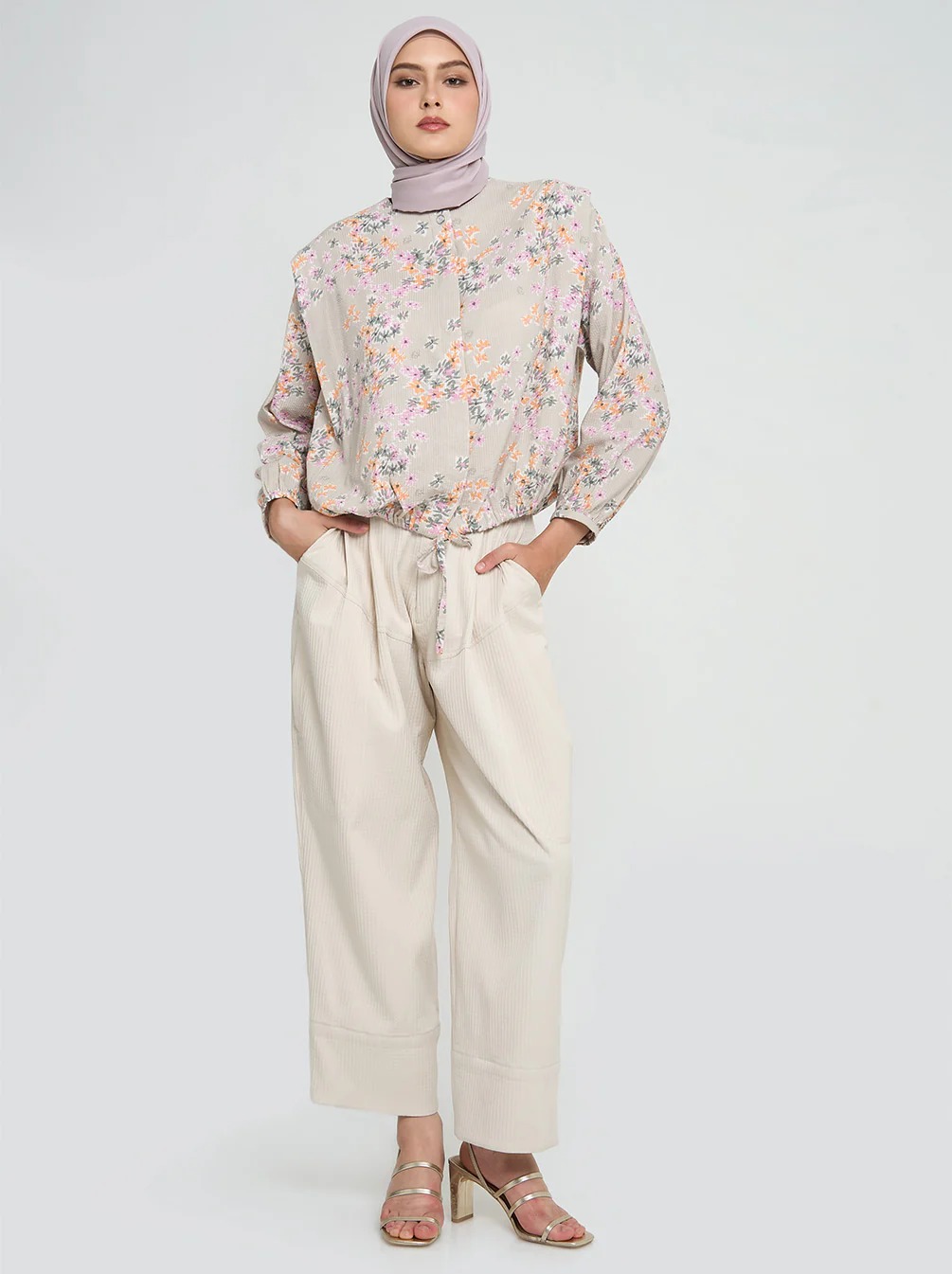 GALINA DRAWSTRING TOP TAUPE - KAMI