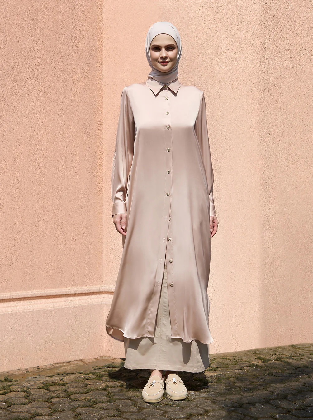 LEIA SHIRT DRESS SOFT PINK - KAMI