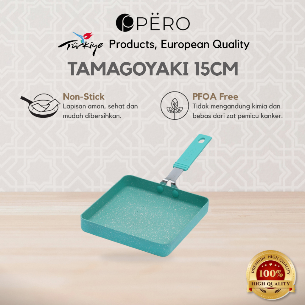PERO Tamagoyaki Square Pan 15cm Nonstick / Panci Wajan Telur Omlet 15cm Anti Lengket - Mint, Pink, Blue, Lilac