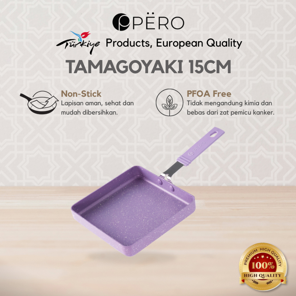 PERO Tamagoyaki Square Pan 15cm Nonstick / Panci Wajan Telur Omlet 15cm Anti Lengket - Mint, Pink, Blue, Lilac