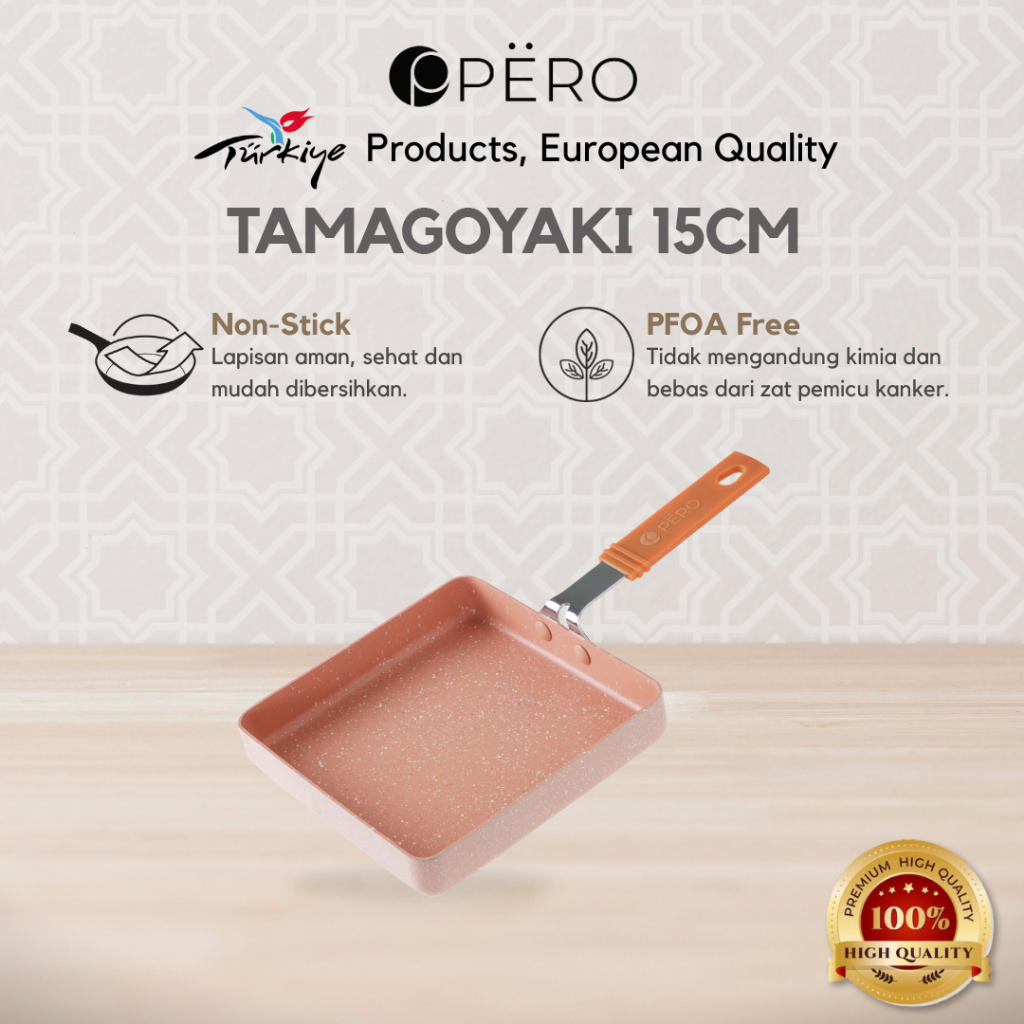 PERO Tamagoyaki Square Pan 15cm Nonstick / Panci Wajan Telur Omlet 15cm Anti Lengket - Mint, Pink, Blue, Lilac