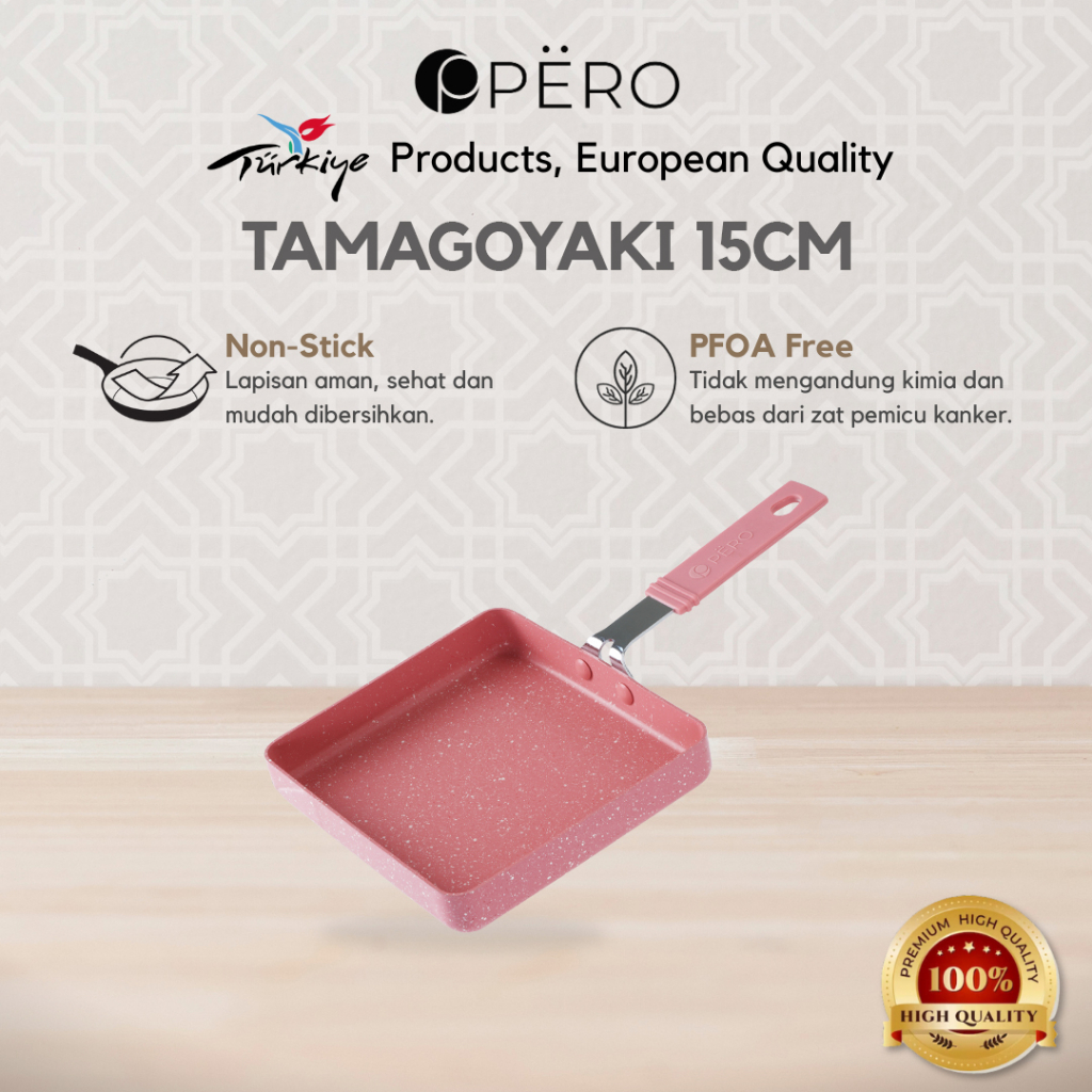 PERO Tamagoyaki Square Pan 15cm Nonstick / Panci Wajan Telur Omlet 15cm Anti Lengket - Mint, Pink, Blue, Lilac