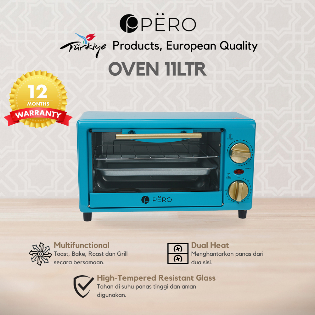 PERO Multifunction Oven 11Lt / Oven Listrik Watt Rendah 400watt - Mint, Pink, Sky Blue, Minty Blue