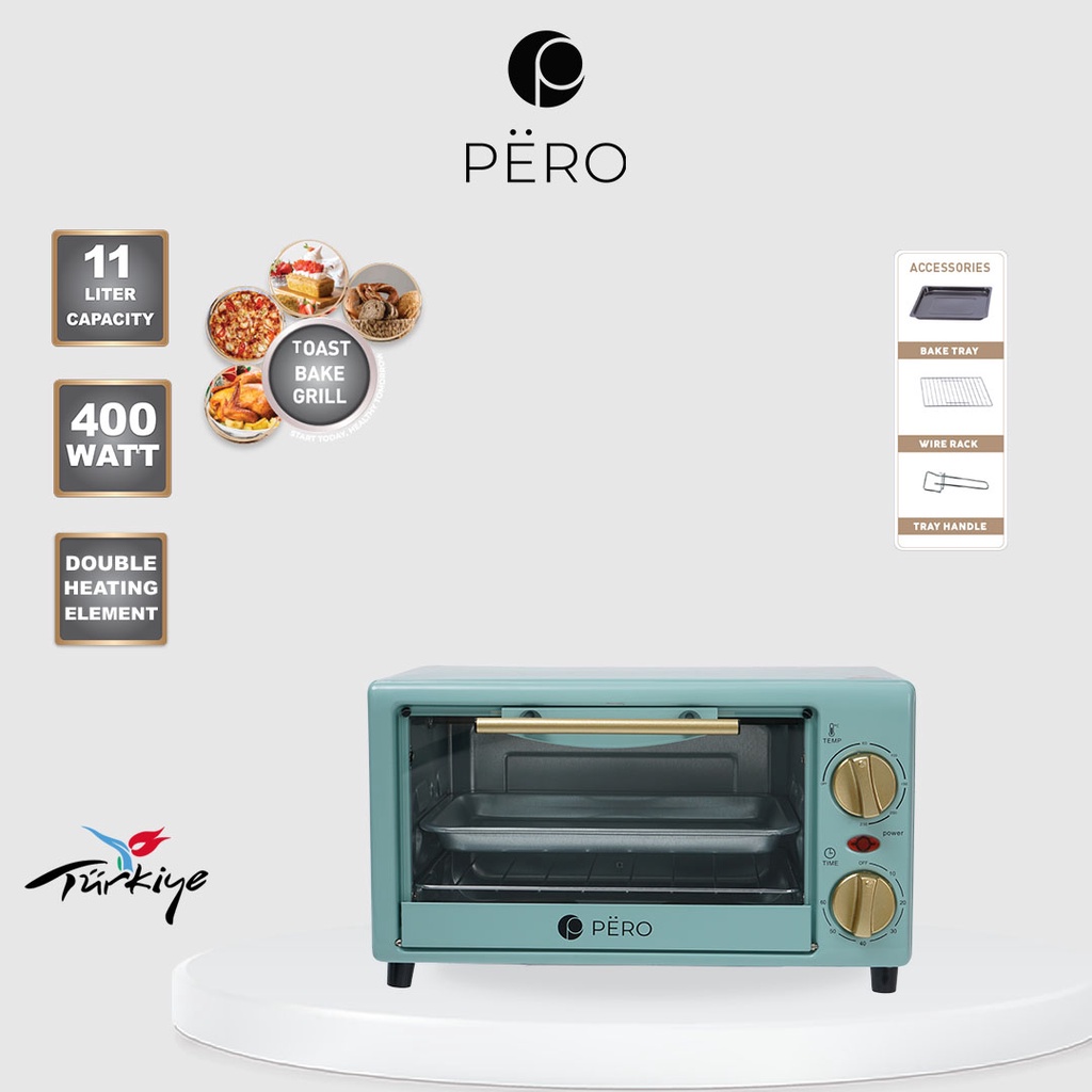 PERO Multifunction Oven 11Lt / Oven Listrik Watt Rendah 400watt - Mint, Pink, Sky Blue, Minty Blue