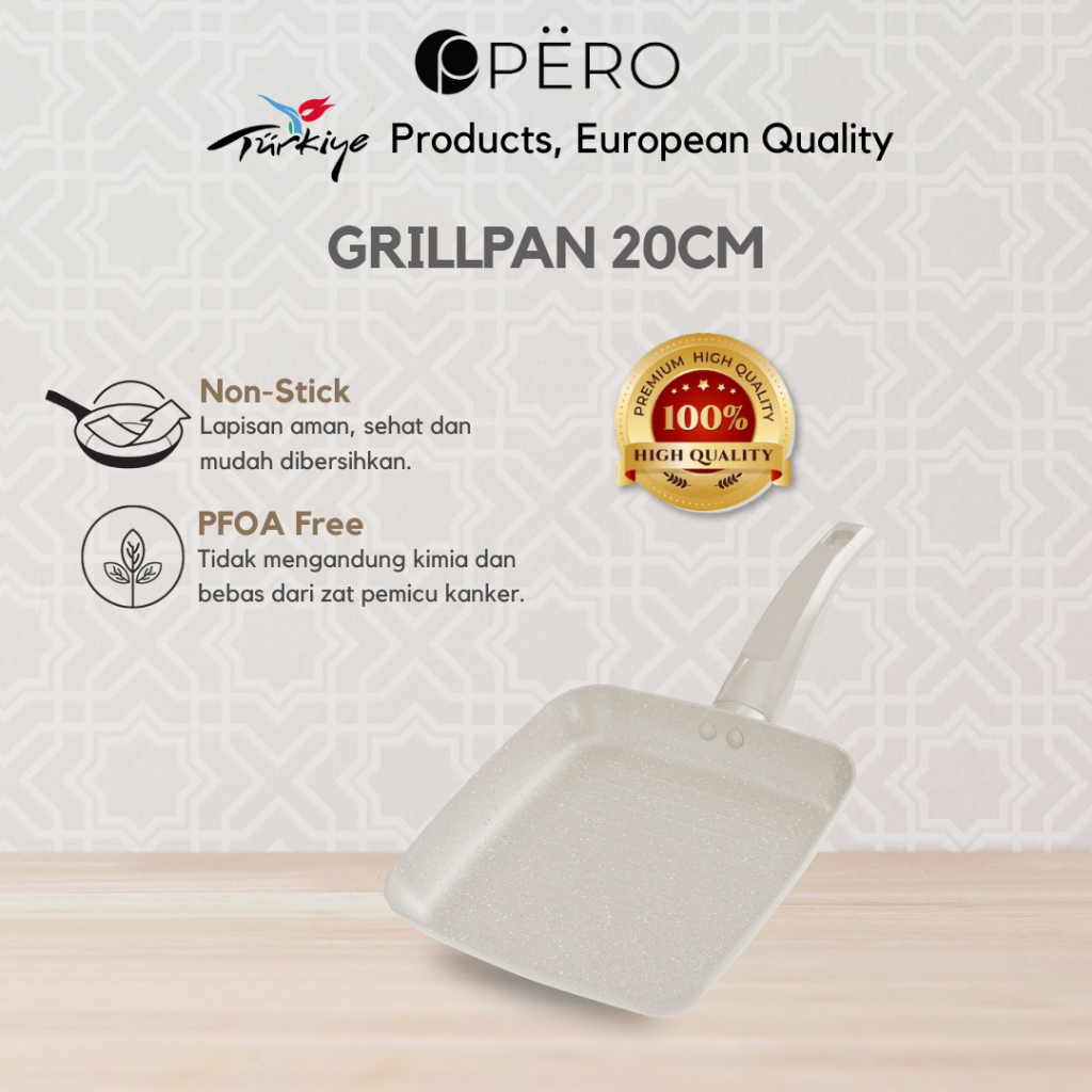 Grill Pan 20cm / Panci Wajan Panggang BBQ Anti Lengket Granite - Mint, Pink, Rose Gold, Blue, Creamy