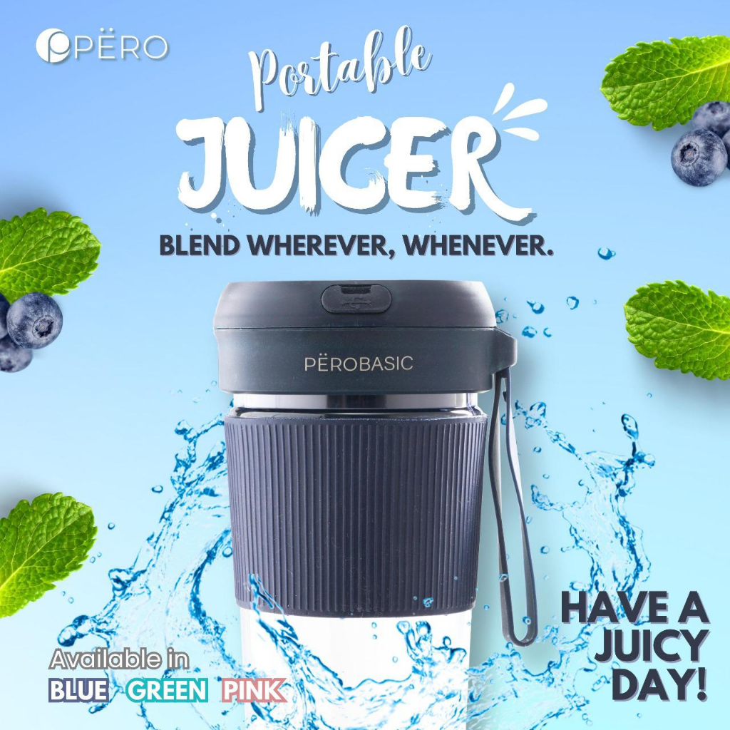 PERO Basic Portable Juicer 300ml / Mesin Portable Blender Jus Multifungsi - Pink, Green, Blue