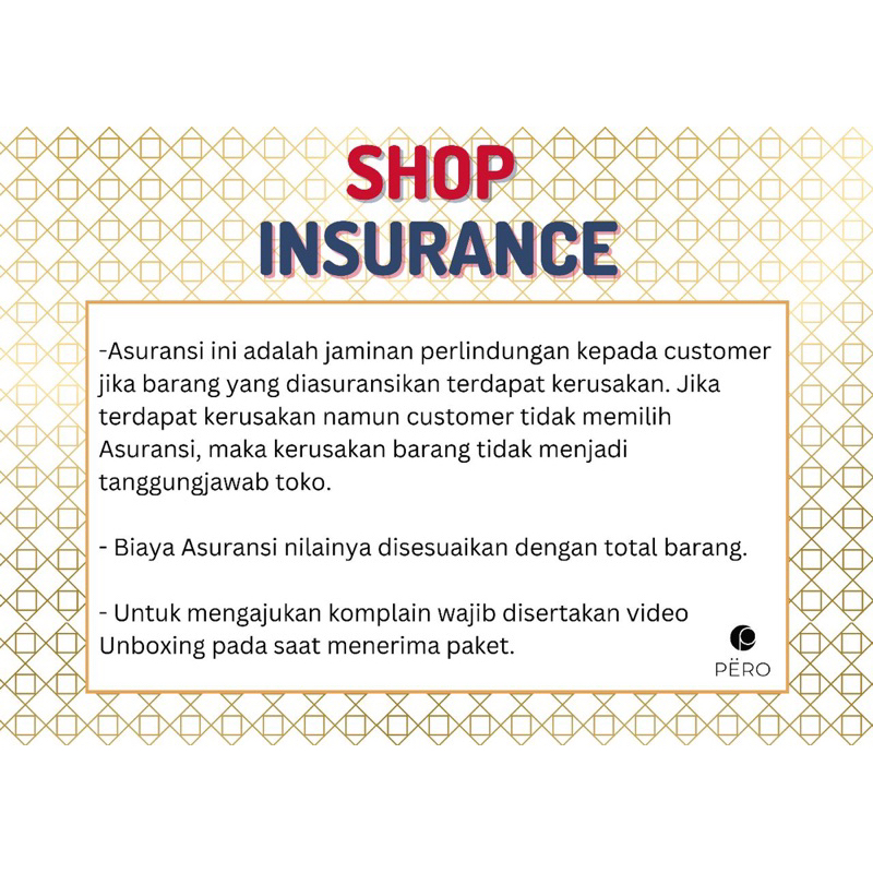 Pero Store Insurance / Asuransi Toko XS XXS