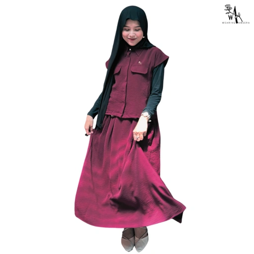 Image of Wearing Ameera - Nayla Set - Setelan Atasan Vest dan Rok Casual - Outfit Muslimah Stylish
