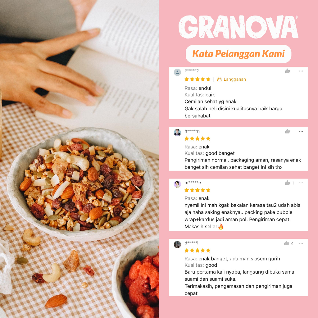 Granova - Trail Mix Classic / Cemilan Kacang Panggang, Biji-Bijian, Buah Kering 100gr