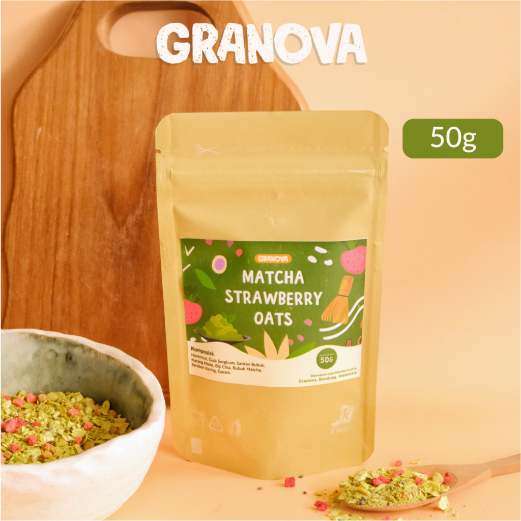 Granova - Oat Siap Seduh / Instant Oatmeal (Matcha Strawberry)